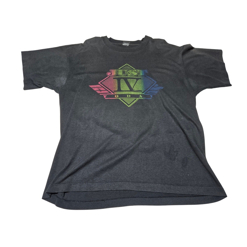 Vintage Just IV Today Graphic T Shirt XL‎ Screen Stars Best Faded Black 80s